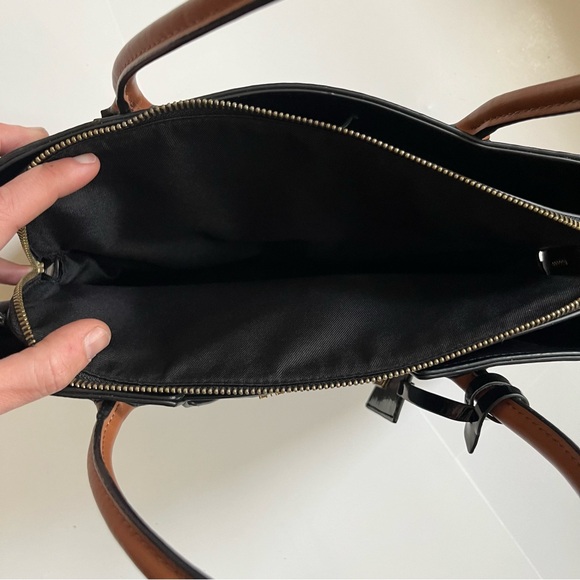 Nine West dark & light brown leather handbag with removeable adjustable straps - Picture 15 of 16